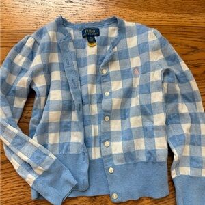 Polo by Ralph Lauren Blue and Cream Checkered Sweater